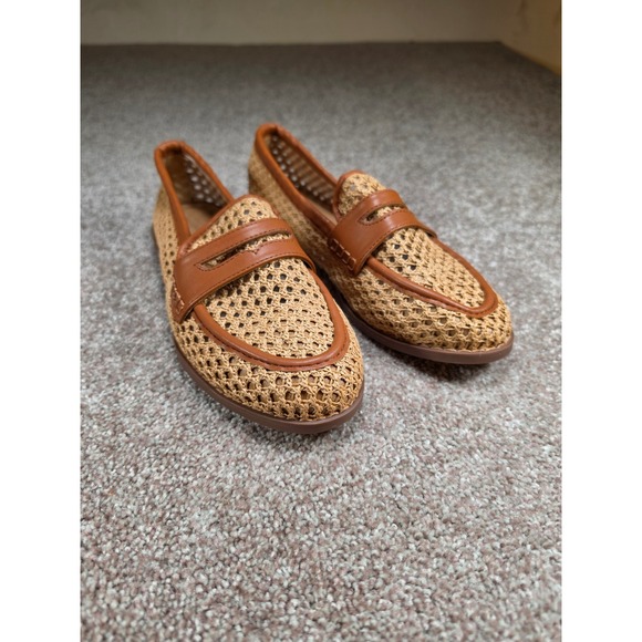 Universal Thread Shoes - Universal Thread Woven Mesh Penny Loafers Tan Brown Faux Leather Flats Size 7